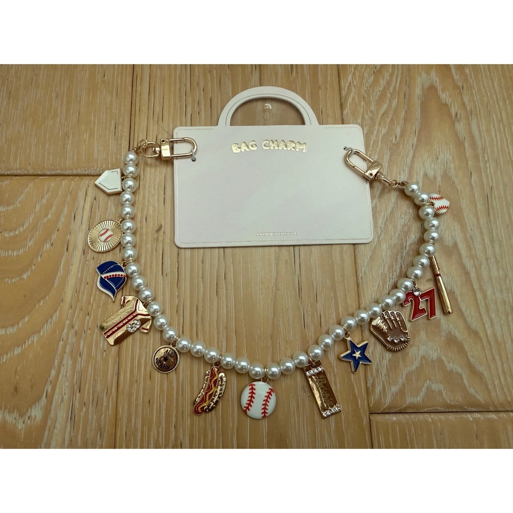 ANTHROPOLOGIE Women Bag Charm Baseball Sporty‎ Whimsical Novelty OS